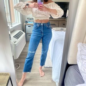 Zara Cropped Girlfriend Jeans